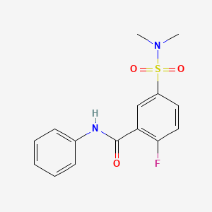 molecular formula C15H15FN2O3S B4449423 5-[(dimethylamino)sulfonyl]-2-fluoro-N-phenylbenzamide 