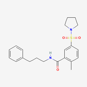 molecular formula C21H26N2O3S B4449424 2-methyl-N-(3-phenylpropyl)-5-(1-pyrrolidinylsulfonyl)benzamide 