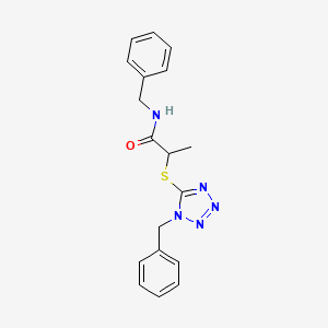 molecular formula C18H19N5OS B4449510 N-benzyl-2-[(1-benzyl-1H-tetrazol-5-yl)thio]propanamide 