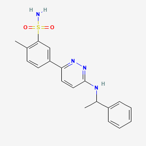 molecular formula C19H20N4O2S B4449562 2-Methyl-5-[6-(1-phenylethylamino)pyridazin-3-yl]benzenesulfonamide 