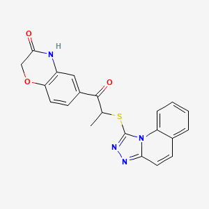 molecular formula C21H16N4O3S B4449594 6-[2-([1,2,4]triazolo[4,3-a]quinolin-1-ylsulfanyl)propanoyl]-4H-1,4-benzoxazin-3-one 