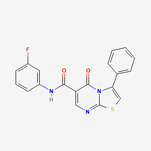 molecular formula C19H12FN3O2S B4449667 N-(3-fluorophenyl)-5-oxo-3-phenyl-5H-[1,3]thiazolo[3,2-a]pyrimidine-6-carboxamide 