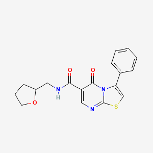 molecular formula C18H17N3O3S B4449773 5-oxo-3-phenyl-N-(tetrahydro-2-furanylmethyl)-5H-[1,3]thiazolo[3,2-a]pyrimidine-6-carboxamide 