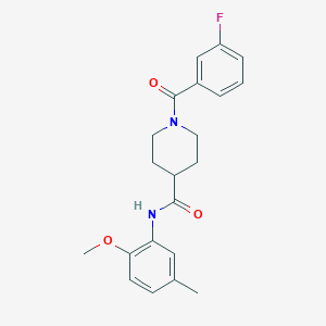 molecular formula C21H23FN2O3 B4449837 1-(3-fluorobenzoyl)-N-(2-methoxy-5-methylphenyl)-4-piperidinecarboxamide 