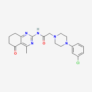 molecular formula C21H24ClN5O2 B4449838 2-[4-(3-chlorophenyl)-1-piperazinyl]-N-(4-methyl-5-oxo-5,6,7,8-tetrahydro-2-quinazolinyl)acetamide 