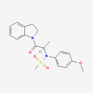 molecular formula C19H22N2O4S B4449868 N-[2-(2,3-dihydro-1H-indol-1-yl)-1-methyl-2-oxoethyl]-N-(4-methoxyphenyl)methanesulfonamide 