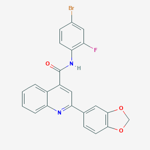 molecular formula C23H14BrFN2O3 B444998 2-(1,3-benzodioxol-5-yl)-N-(4-bromo-2-fluorophenyl)quinoline-4-carboxamide 