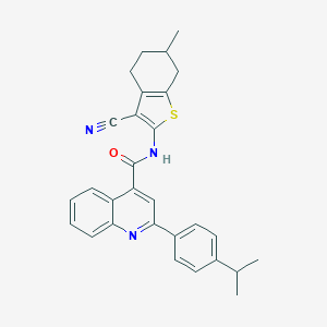 molecular formula C29H27N3OS B445001 N-(3-cyano-6-methyl-4,5,6,7-tetrahydro-1-benzothien-2-yl)-2-(4-isopropylphenyl)-4-quinolinecarboxamide 