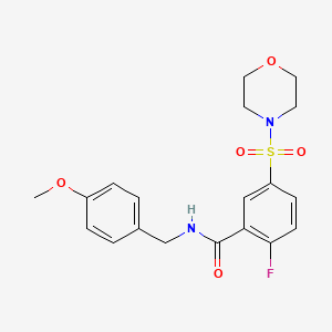 molecular formula C19H21FN2O5S B4450069 2-fluoro-N-(4-methoxybenzyl)-5-(4-morpholinylsulfonyl)benzamide 