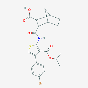 molecular formula C23H24BrNO5S B445008 3-({[4-(4-Bromophenyl)-3-(isopropoxycarbonyl)-2-thienyl]amino}carbonyl)bicyclo[2.2.1]heptane-2-carboxylic acid 