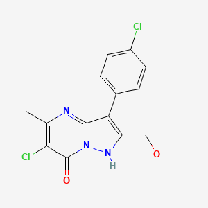 molecular formula C15H13Cl2N3O2 B4450154 6-chloro-3-(4-chlorophenyl)-2-(methoxymethyl)-5-methylpyrazolo[1,5-a]pyrimidin-7(4H)-one 