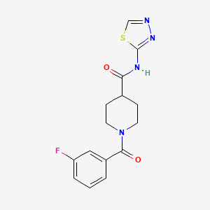 molecular formula C15H15FN4O2S B4450183 1-(3-fluorobenzoyl)-N-1,3,4-thiadiazol-2-yl-4-piperidinecarboxamide 