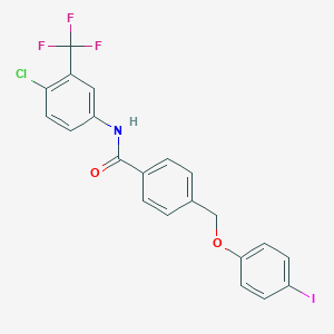 N-[4-chloro-3-(trifluoromethyl)phenyl]-4-[(4-iodophenoxy)methyl]benzamide