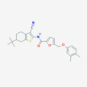 molecular formula C27H30N2O3S B445029 N-(6-tert-butyl-3-cyano-4,5,6,7-tetrahydro-1-benzothiophen-2-yl)-5-[(3,4-dimethylphenoxy)methyl]furan-2-carboxamide 