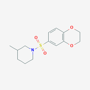 molecular formula C14H19NO4S B4450290 1-(2,3-dihydro-1,4-benzodioxin-6-ylsulfonyl)-3-methylpiperidine 