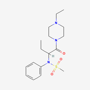 molecular formula C17H27N3O3S B4450377 N-{1-[(4-ethyl-1-piperazinyl)carbonyl]propyl}-N-phenylmethanesulfonamide 