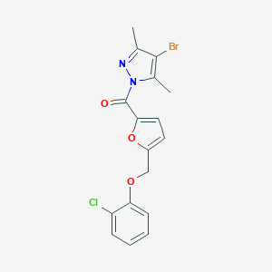 molecular formula C17H14BrClN2O3 B445045 4-bromo-1-{5-[(2-chlorophenoxy)methyl]-2-furoyl}-3,5-dimethyl-1H-pyrazole 