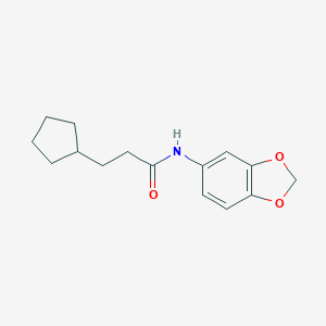 molecular formula C15H19NO3 B445048 N-(1,3-benzodioxol-5-yl)-3-cyclopentylpropanamide 