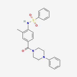 molecular formula C24H25N3O3S B4450482 N-{2-methyl-4-[(4-phenyl-1-piperazinyl)carbonyl]phenyl}benzenesulfonamide 