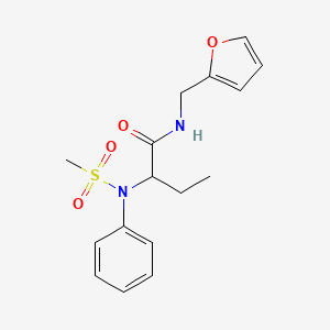 molecular formula C16H20N2O4S B4450515 N-(2-furylmethyl)-2-[(methylsulfonyl)(phenyl)amino]butanamide 