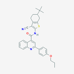 molecular formula C32H33N3O2S B445055 N-(6-tert-butyl-3-cyano-4,5,6,7-tetrahydro-1-benzothiophen-2-yl)-2-(4-propoxyphenyl)quinoline-4-carboxamide 