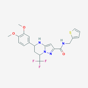 molecular formula C21H21F3N4O3S B445057 5-(3,4-dimethoxyphenyl)-N-(thien-2-ylmethyl)-7-(trifluoromethyl)-4,5,6,7-tetrahydropyrazolo[1,5-a]pyrimidine-2-carboxamide 