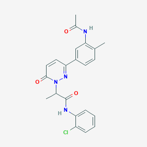 molecular formula C22H21ClN4O3 B4450596 2-[3-[3-(acetylamino)-4-methylphenyl]-6-oxo-1(6H)-pyridazinyl]-N-(2-chlorophenyl)propanamide 