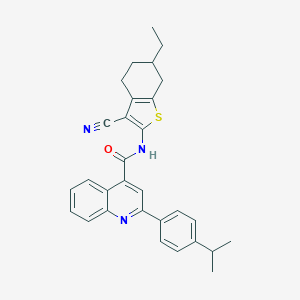 molecular formula C30H29N3OS B445060 N-(3-cyano-6-ethyl-4,5,6,7-tetrahydro-1-benzothien-2-yl)-2-(4-isopropylphenyl)-4-quinolinecarboxamide 