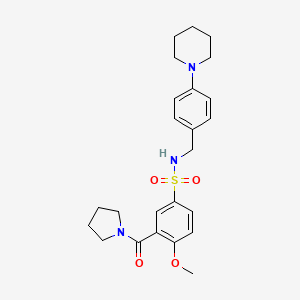 molecular formula C24H31N3O4S B4450626 4-methoxy-N-[4-(1-piperidinyl)benzyl]-3-(1-pyrrolidinylcarbonyl)benzenesulfonamide 