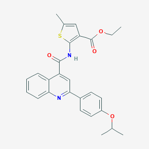 molecular formula C27H26N2O4S B445066 Ethyl 2-({[2-(4-isopropoxyphenyl)quinolin-4-yl]carbonyl}amino)-5-methylthiophene-3-carboxylate 