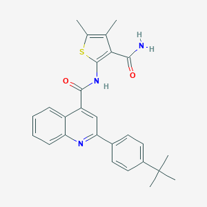 molecular formula C27H27N3O2S B445067 2-(4-tert-butylphenyl)-N-(3-carbamoyl-4,5-dimethylthiophen-2-yl)quinoline-4-carboxamide 