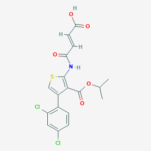 molecular formula C18H15Cl2NO5S B445069 4-{[4-(2,4-Dichlorophenyl)-3-(isopropoxycarbonyl)thien-2-yl]amino}-4-oxobut-2-enoic acid 