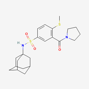 molecular formula C22H30N2O3S2 B4450711 N-1-adamantyl-4-(methylthio)-3-(1-pyrrolidinylcarbonyl)benzenesulfonamide 