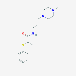 molecular formula C18H29N3OS B4450746 2-[(4-methylphenyl)thio]-N-[3-(4-methyl-1-piperazinyl)propyl]propanamide 