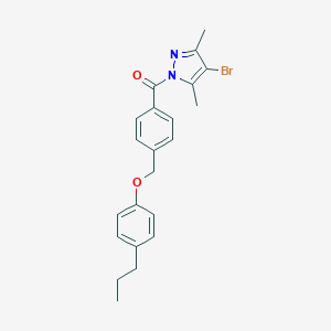 molecular formula C22H23BrN2O2 B445075 4-bromo-3,5-dimethyl-1-{4-[(4-propylphenoxy)methyl]benzoyl}-1H-pyrazole 