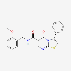 molecular formula C21H17N3O3S B4450766 N-(2-methoxybenzyl)-5-oxo-3-phenyl-5H-[1,3]thiazolo[3,2-a]pyrimidine-6-carboxamide 