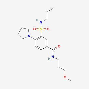 molecular formula C18H29N3O4S B4450834 N-(3-methoxypropyl)-3-[(propylamino)sulfonyl]-4-(1-pyrrolidinyl)benzamide 