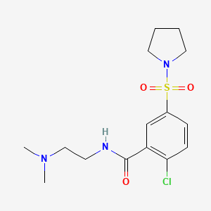 molecular formula C15H22ClN3O3S B4450848 2-chloro-N-[2-(dimethylamino)ethyl]-5-(1-pyrrolidinylsulfonyl)benzamide 