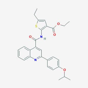 molecular formula C28H28N2O4S B445090 Ethyl 5-ethyl-2-({[2-(4-isopropoxyphenyl)quinolin-4-yl]carbonyl}amino)thiophene-3-carboxylate 