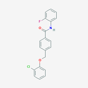 molecular formula C20H15ClFNO2 B445093 4-[(2-chlorophenoxy)methyl]-N-(2-fluorophenyl)benzamide 