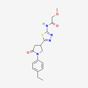 molecular formula C17H20N4O3S B4450933 N-{5-[1-(4-ethylphenyl)-5-oxo-3-pyrrolidinyl]-1,3,4-thiadiazol-2-yl}-2-methoxyacetamide 