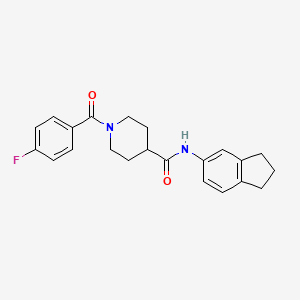 molecular formula C22H23FN2O2 B4450938 N-(2,3-dihydro-1H-inden-5-yl)-1-(4-fluorobenzoyl)-4-piperidinecarboxamide 