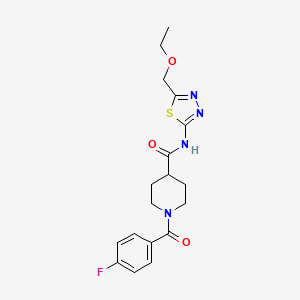 molecular formula C18H21FN4O3S B4450989 N-[5-(ethoxymethyl)-1,3,4-thiadiazol-2-yl]-1-(4-fluorobenzoyl)-4-piperidinecarboxamide 