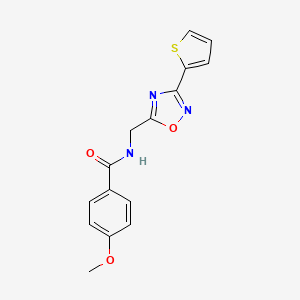 molecular formula C15H13N3O3S B4451011 4-methoxy-N-{[3-(2-thienyl)-1,2,4-oxadiazol-5-yl]methyl}benzamide 