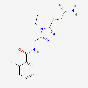 molecular formula C14H16FN5O2S B4451032 N-({5-[(2-amino-2-oxoethyl)thio]-4-ethyl-4H-1,2,4-triazol-3-yl}methyl)-2-fluorobenzamide 