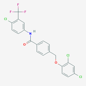 molecular formula C21H13Cl3F3NO2 B445107 N-[4-chloro-3-(trifluoromethyl)phenyl]-4-[(2,4-dichlorophenoxy)methyl]benzamide 