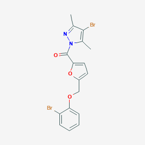 molecular formula C17H14Br2N2O3 B445110 (4-bromo-3,5-dimethyl-1H-pyrazol-1-yl){5-[(2-bromophenoxy)methyl]furan-2-yl}methanone 