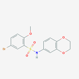 molecular formula C15H14BrNO5S B4451139 5-bromo-N-(2,3-dihydro-1,4-benzodioxin-6-yl)-2-methoxybenzenesulfonamide 