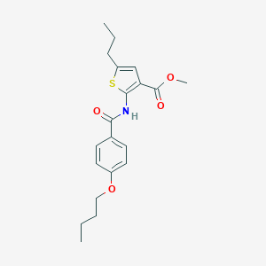 molecular formula C20H25NO4S B445119 Methyl 2-[(4-butoxybenzoyl)amino]-5-propyl-3-thiophenecarboxylate 