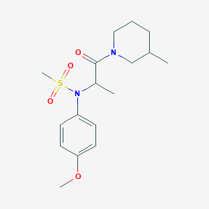 molecular formula C17H26N2O4S B4451218 N-(4-methoxyphenyl)-N-[1-methyl-2-(3-methyl-1-piperidinyl)-2-oxoethyl]methanesulfonamide 